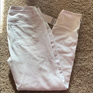 White Ankle Skinny with Zipper Hammer Jeans